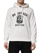 Weißer Kapuzenpullover mit DG ROYAL Print aus Baumwolle