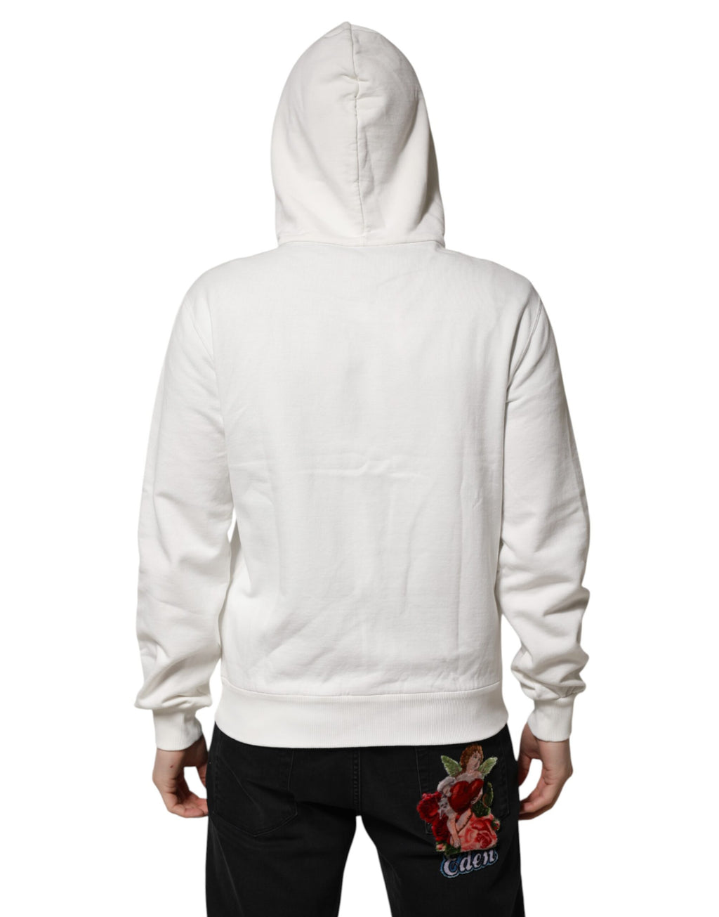 Weißer Kapuzenpullover mit DG ROYAL Print aus Baumwolle
