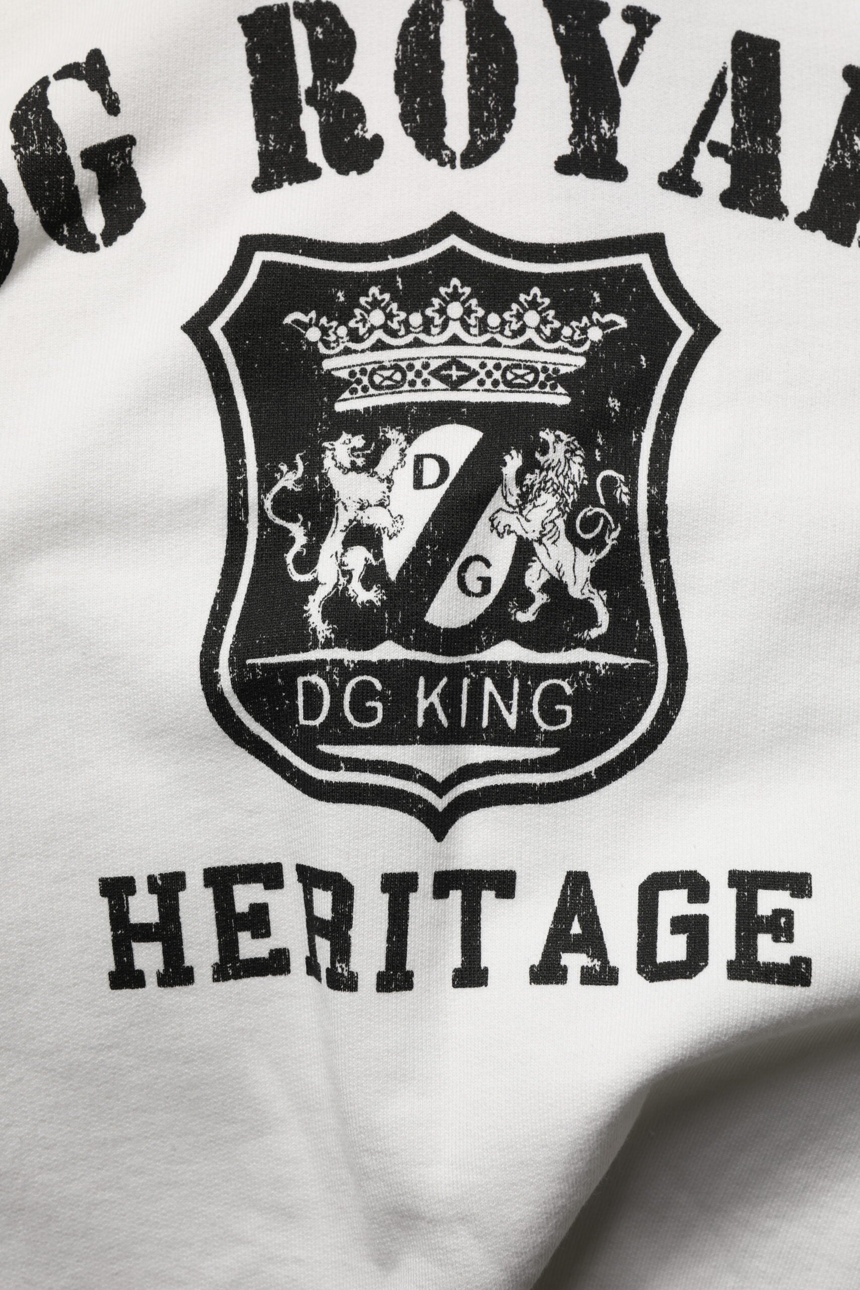 Weißer Kapuzenpullover mit DG ROYAL Print aus Baumwolle