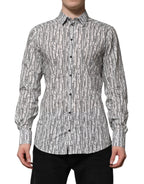Camicia casual a maniche lunghe con stampa floreale bianca