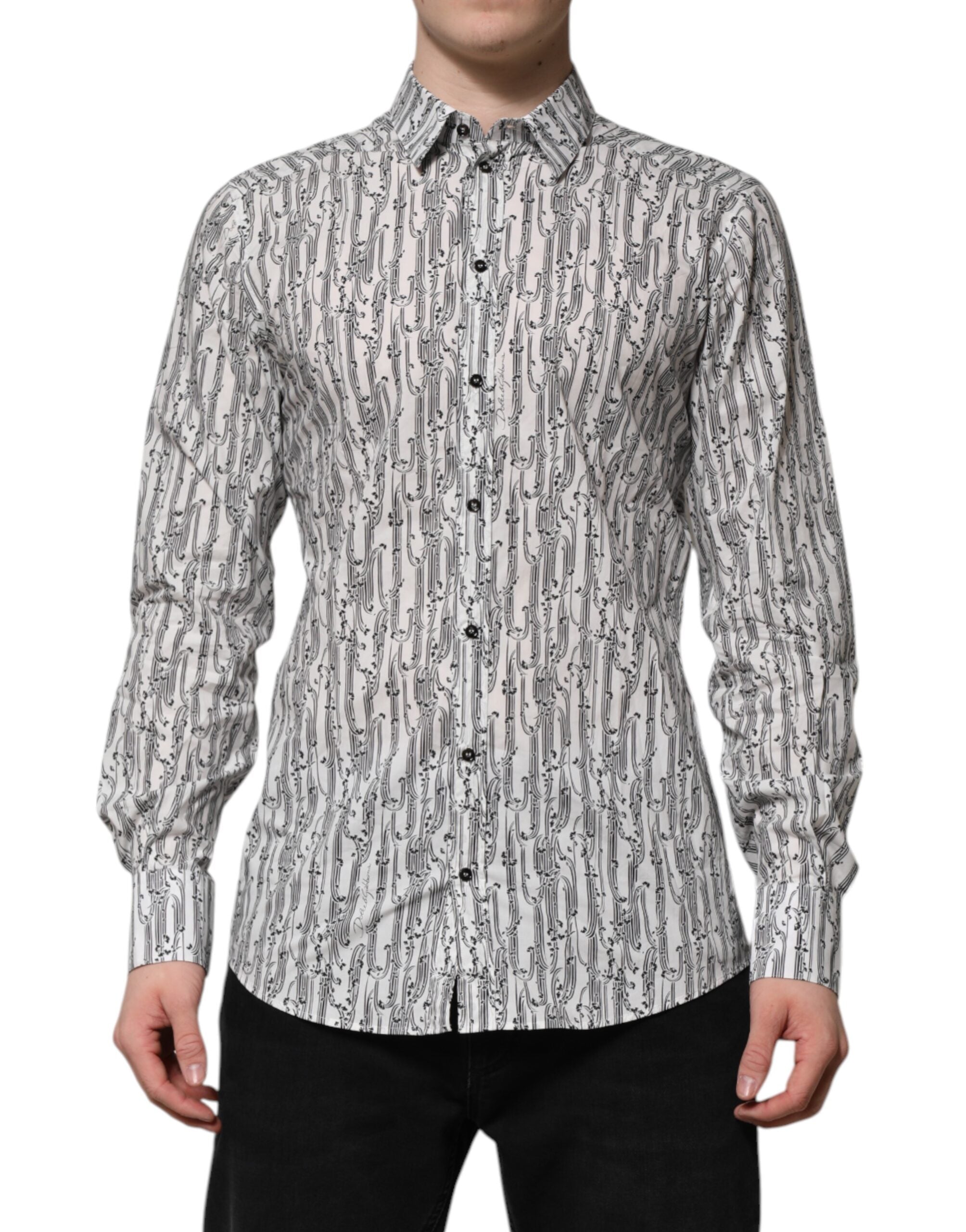 Camicia casual a maniche lunghe con stampa floreale bianca