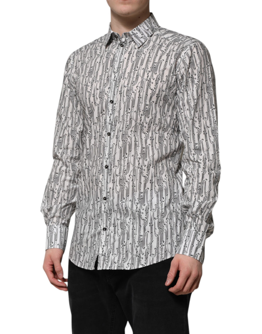 Camicia casual a maniche lunghe con stampa floreale bianca