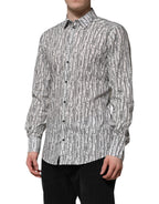Camicia casual a maniche lunghe con stampa floreale bianca