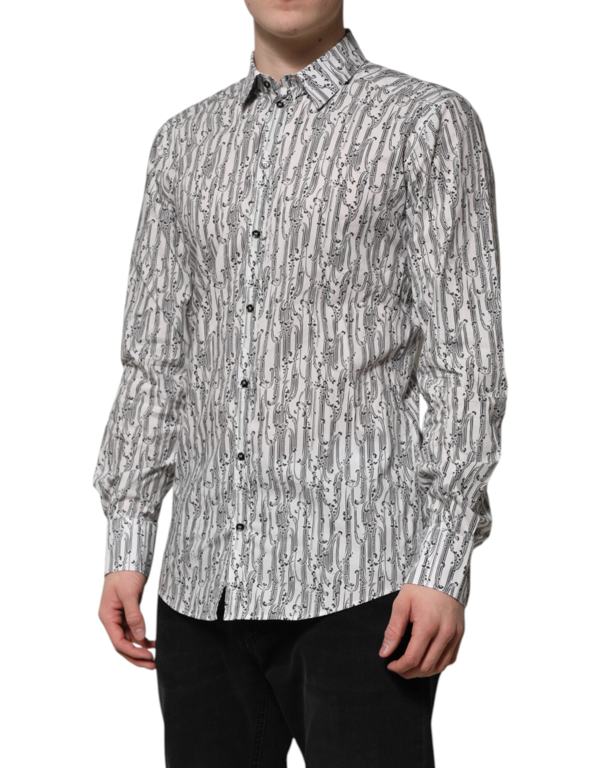 Camicia casual a maniche lunghe con stampa floreale bianca