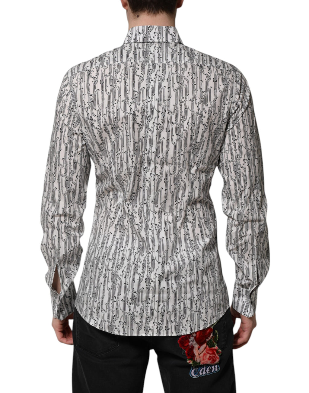 Camicia casual a maniche lunghe con stampa floreale bianca