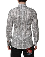 Camicia casual a maniche lunghe con stampa floreale bianca