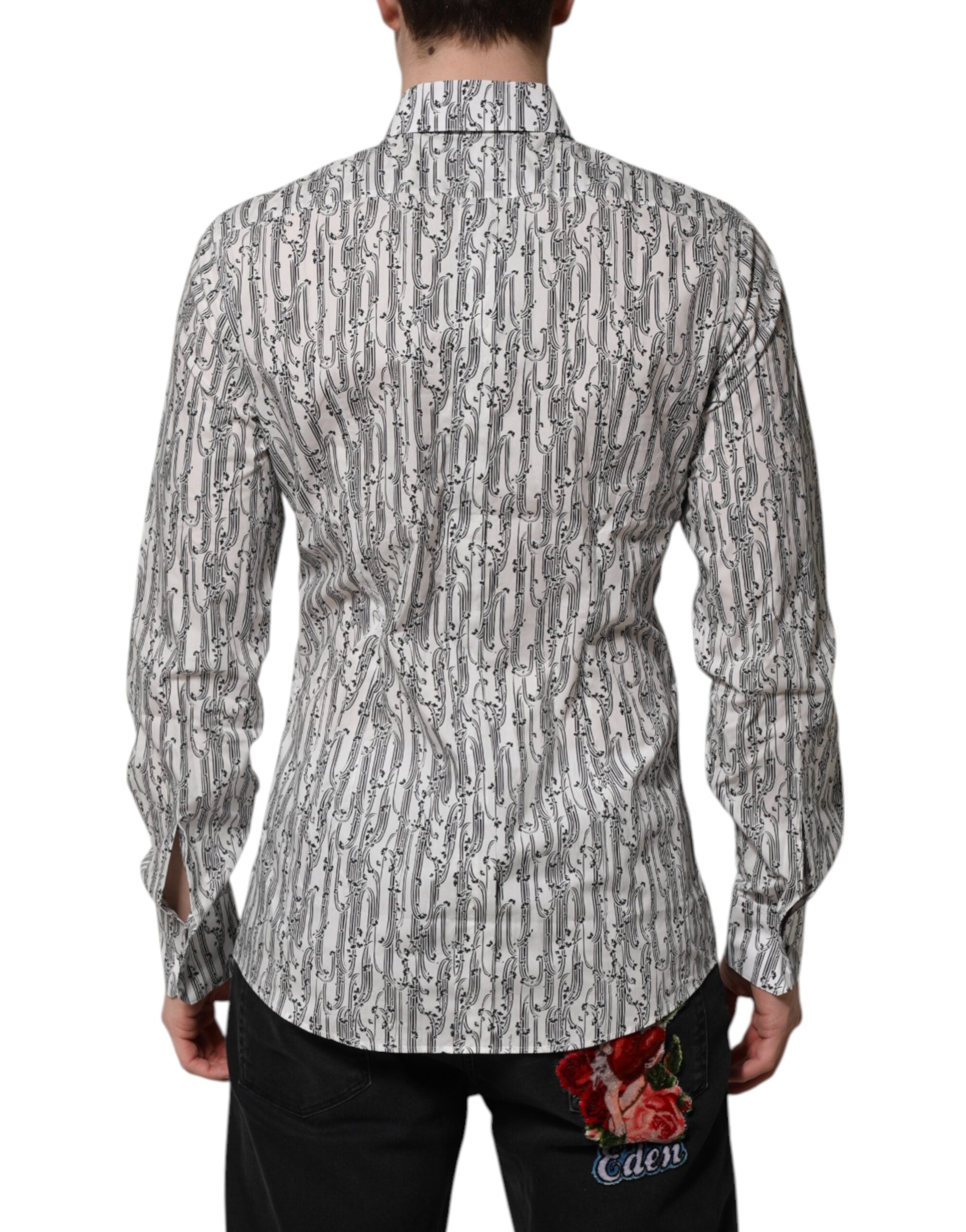 Camicia casual a maniche lunghe con stampa floreale bianca