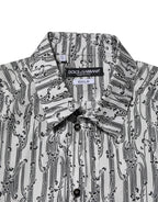 Camicia casual a maniche lunghe con stampa floreale bianca