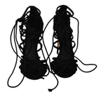 Black Suede Strap Stilettos Sandals