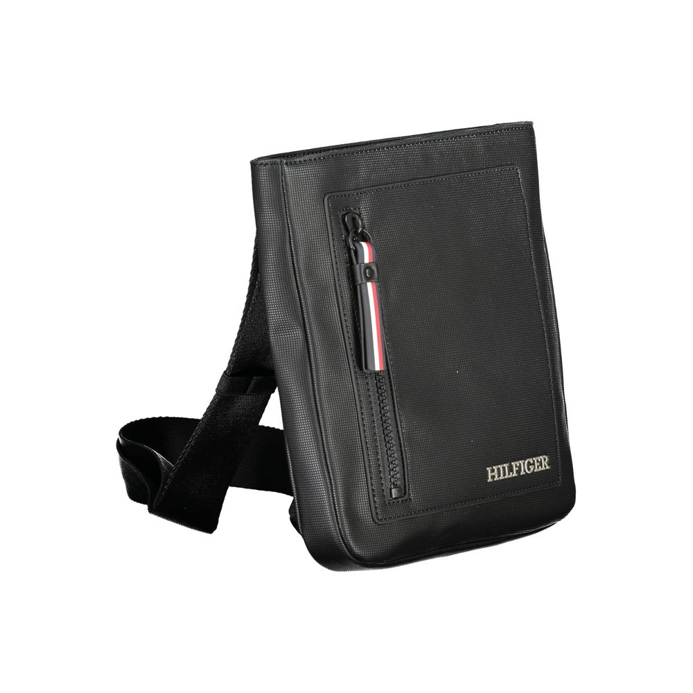 Schwarze Herren-Schultertasche aus Polyurethan
