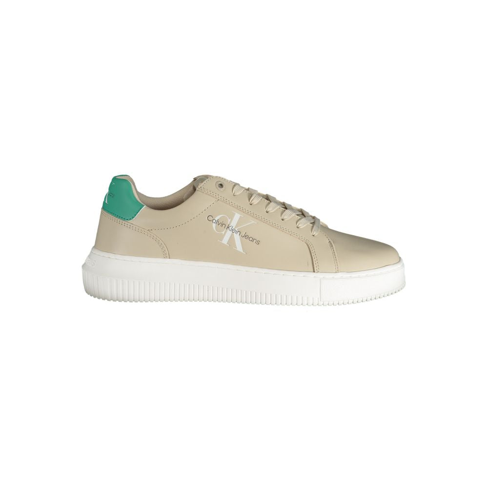 Sneakers da uomo in pelle beige