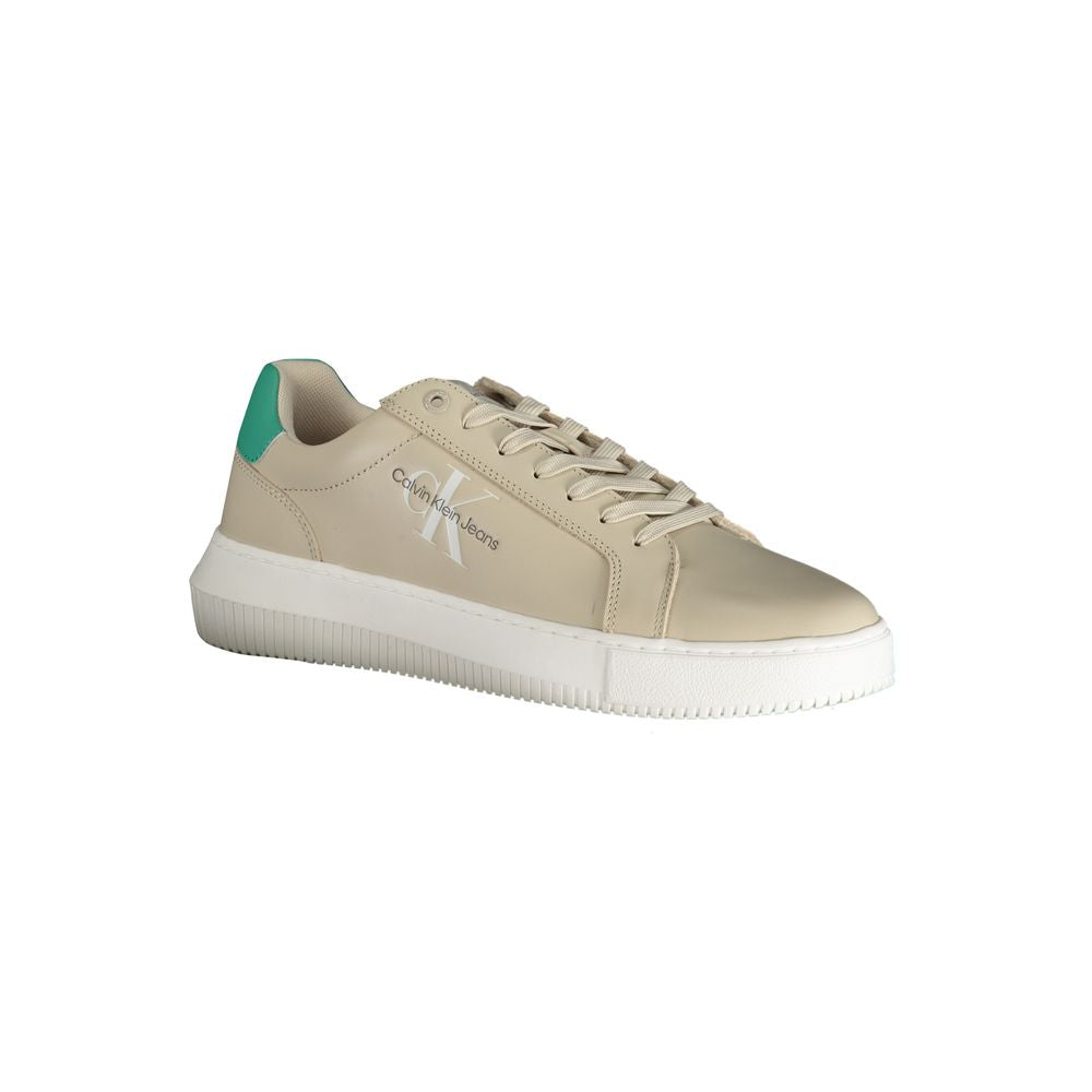 Sneakers da uomo in pelle beige