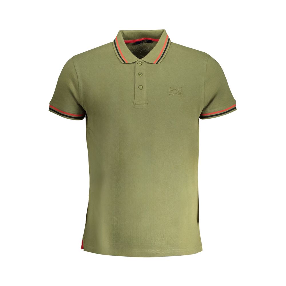 Green Cotton Men Polo Shirt