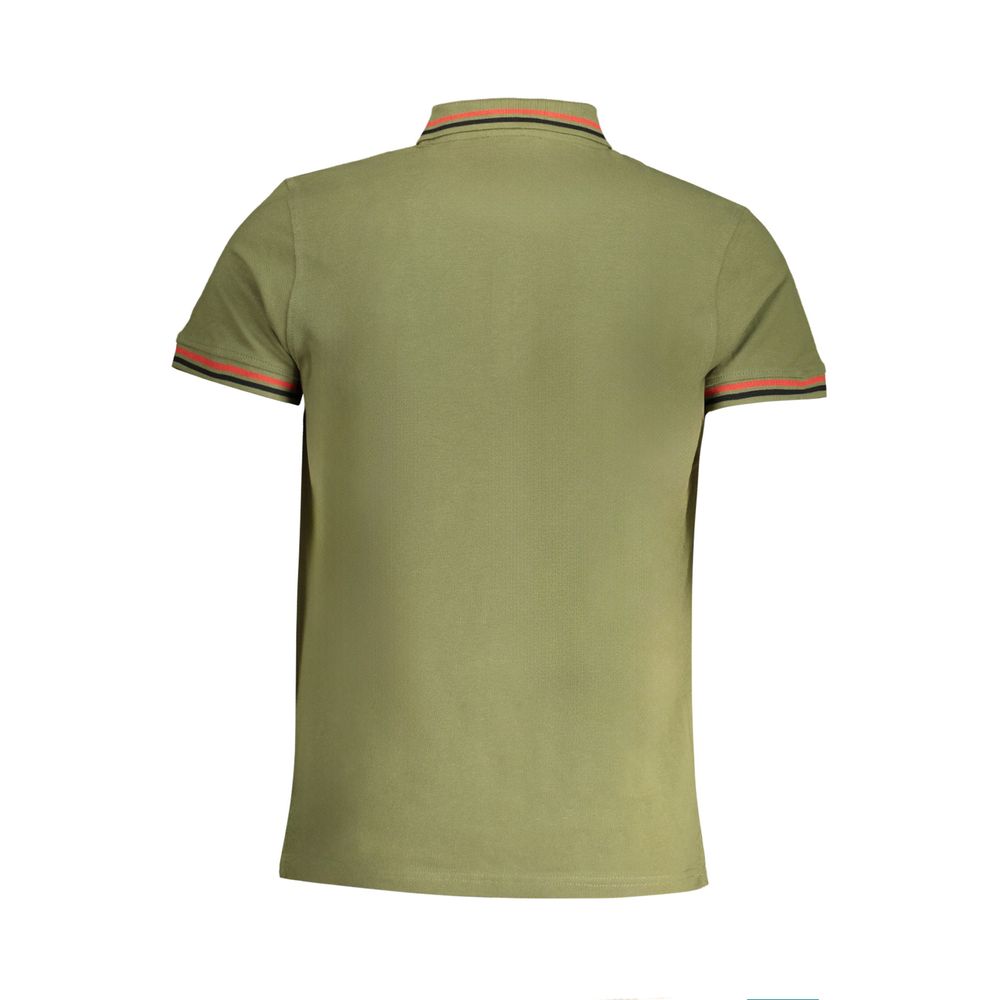 Green Cotton Men Polo Shirt
