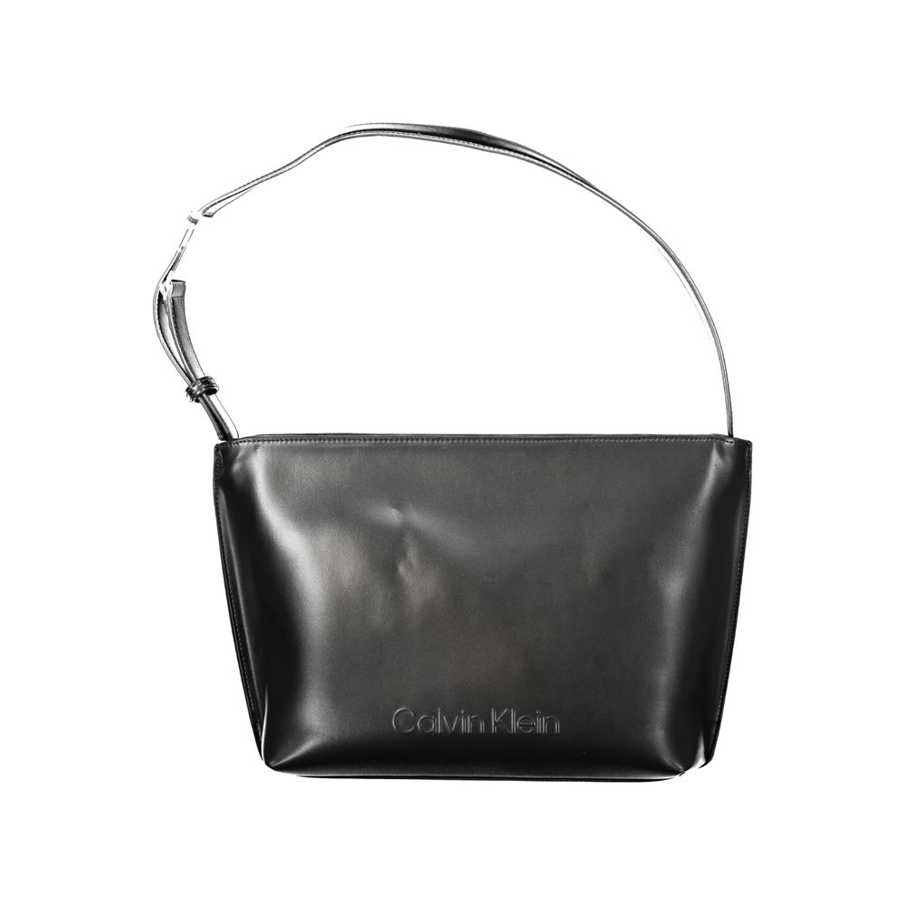 Schwarze Damen-Schultertasche aus Polyester