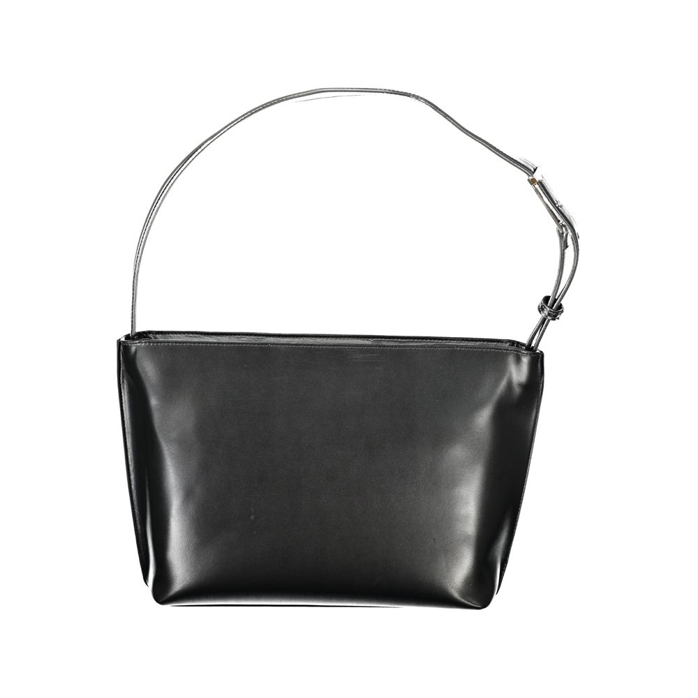Schwarze Damen-Schultertasche aus Polyester