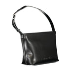 Schwarze Damen-Schultertasche aus Polyester
