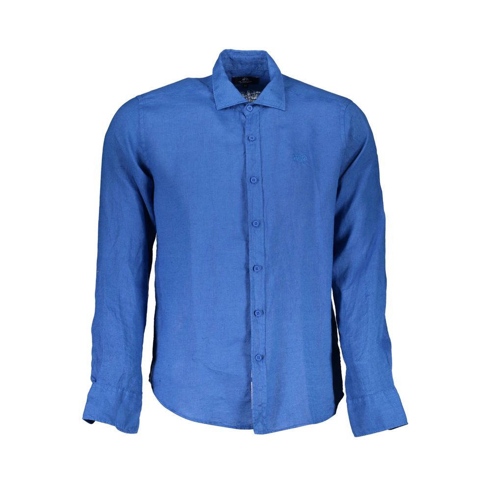 Herrenhemd aus blauem Leinen