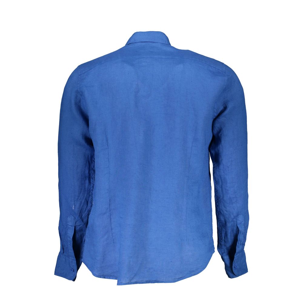 Herrenhemd aus blauem Leinen