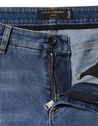 Blue Tattered Cotton Low Waist Denim Jeans