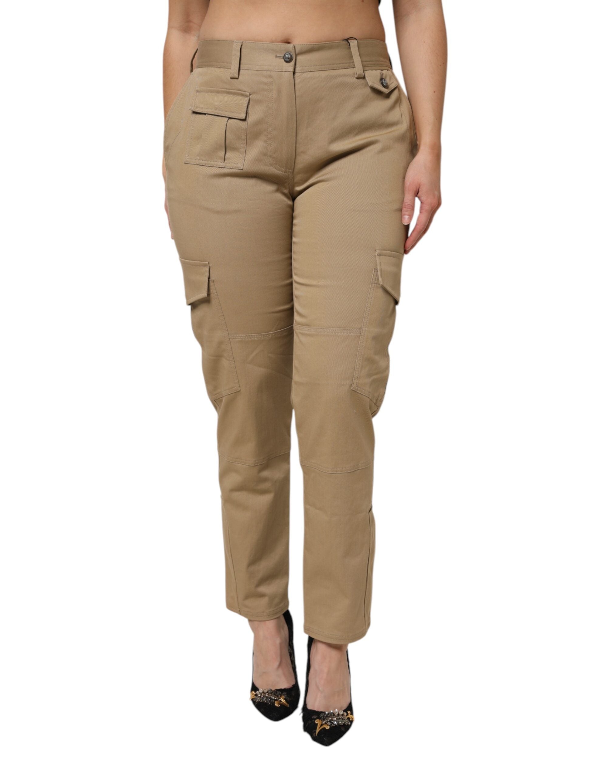 Braune Baumwoll-Cargohose mit schmal zulaufendem Bein