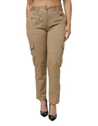 Braune Baumwoll-Cargohose mit schmal zulaufendem Bein