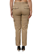 Braune Baumwoll-Cargohose mit schmal zulaufendem Bein