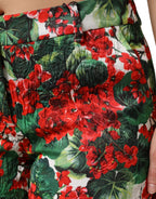 Multicolor Floral Print Cropped Pants