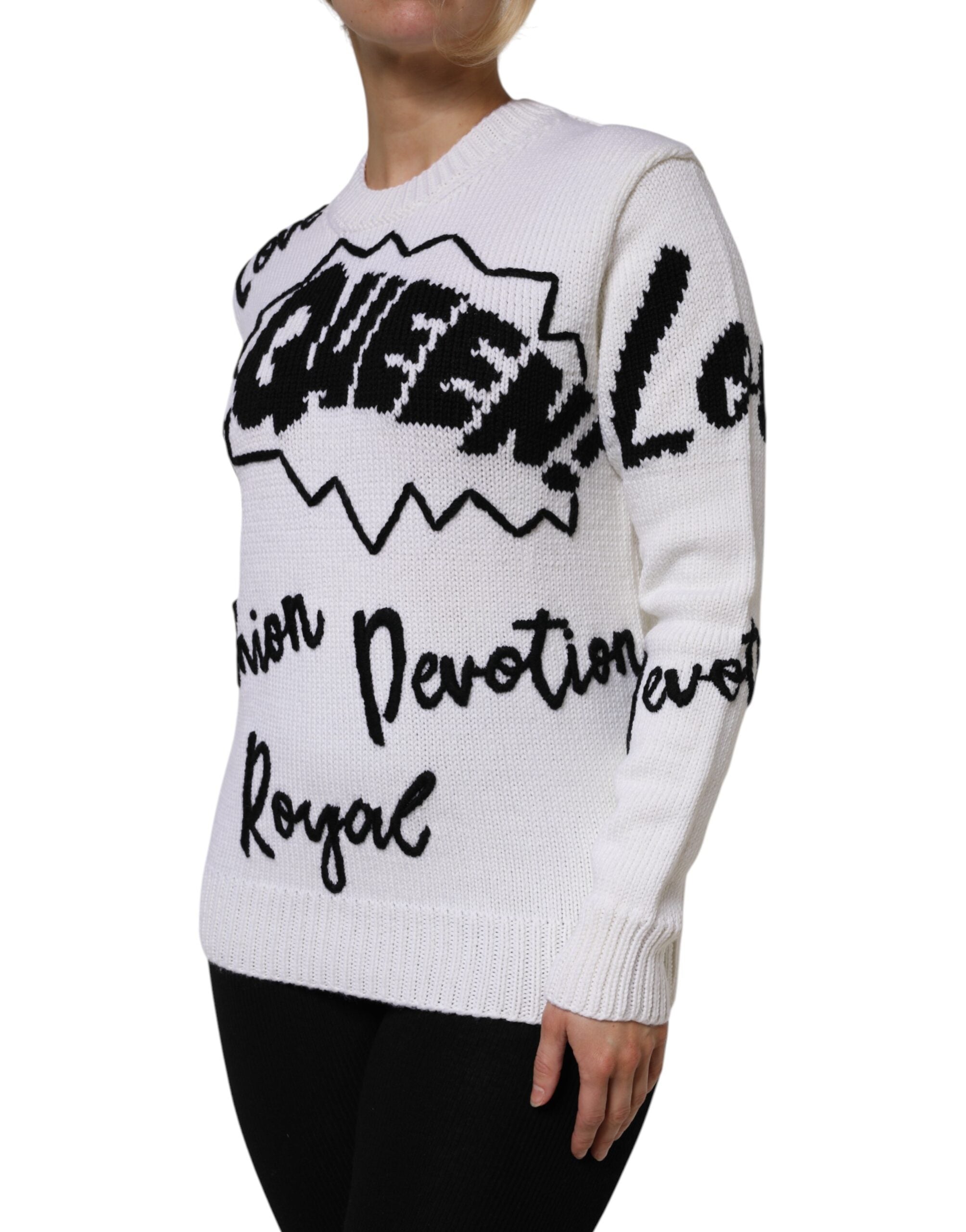 Weißer Pullover mit Rundhalsausschnitt aus Strick