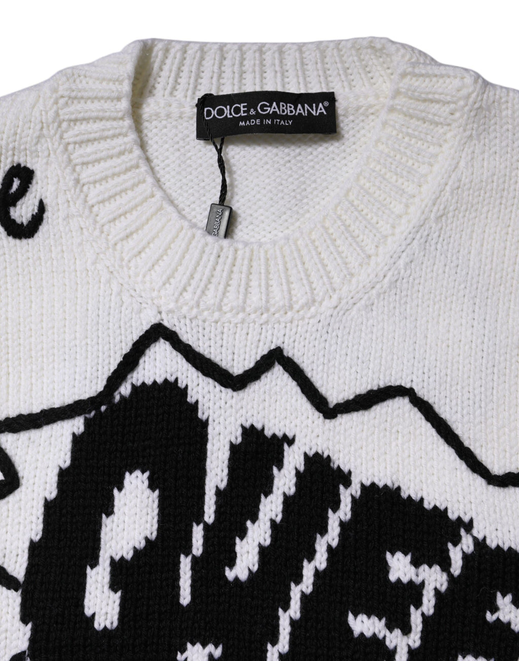 Weißer Pullover mit Rundhalsausschnitt aus Strick