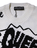 Weißer Pullover mit Rundhalsausschnitt aus Strick