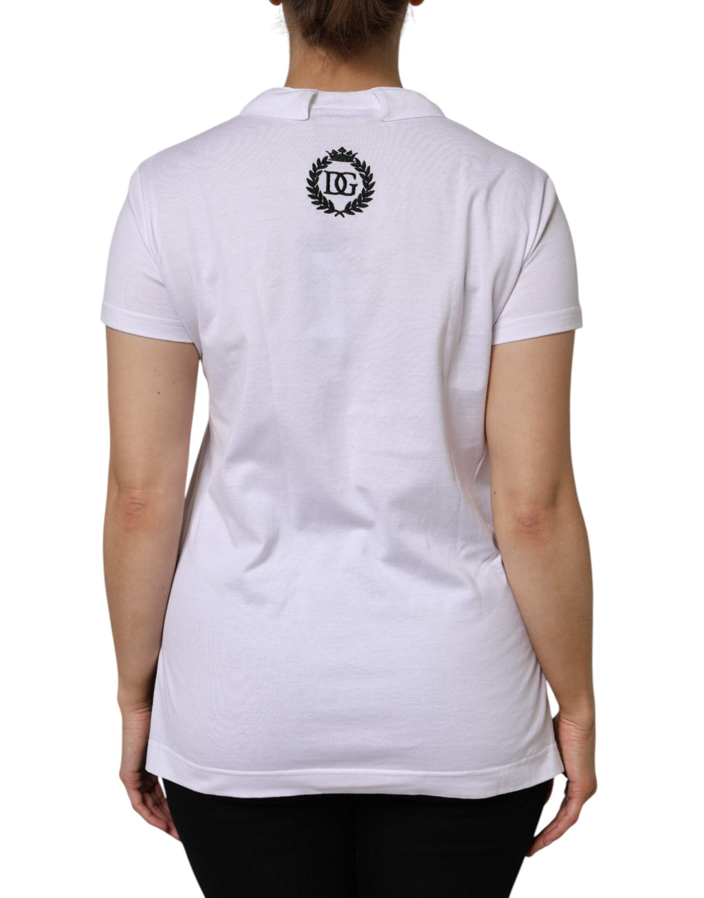 Weißes kurzärmliges V-Neck T-Shirt aus Baumwolle