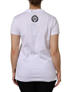 Weißes kurzärmliges V-Neck T-Shirt aus Baumwolle
