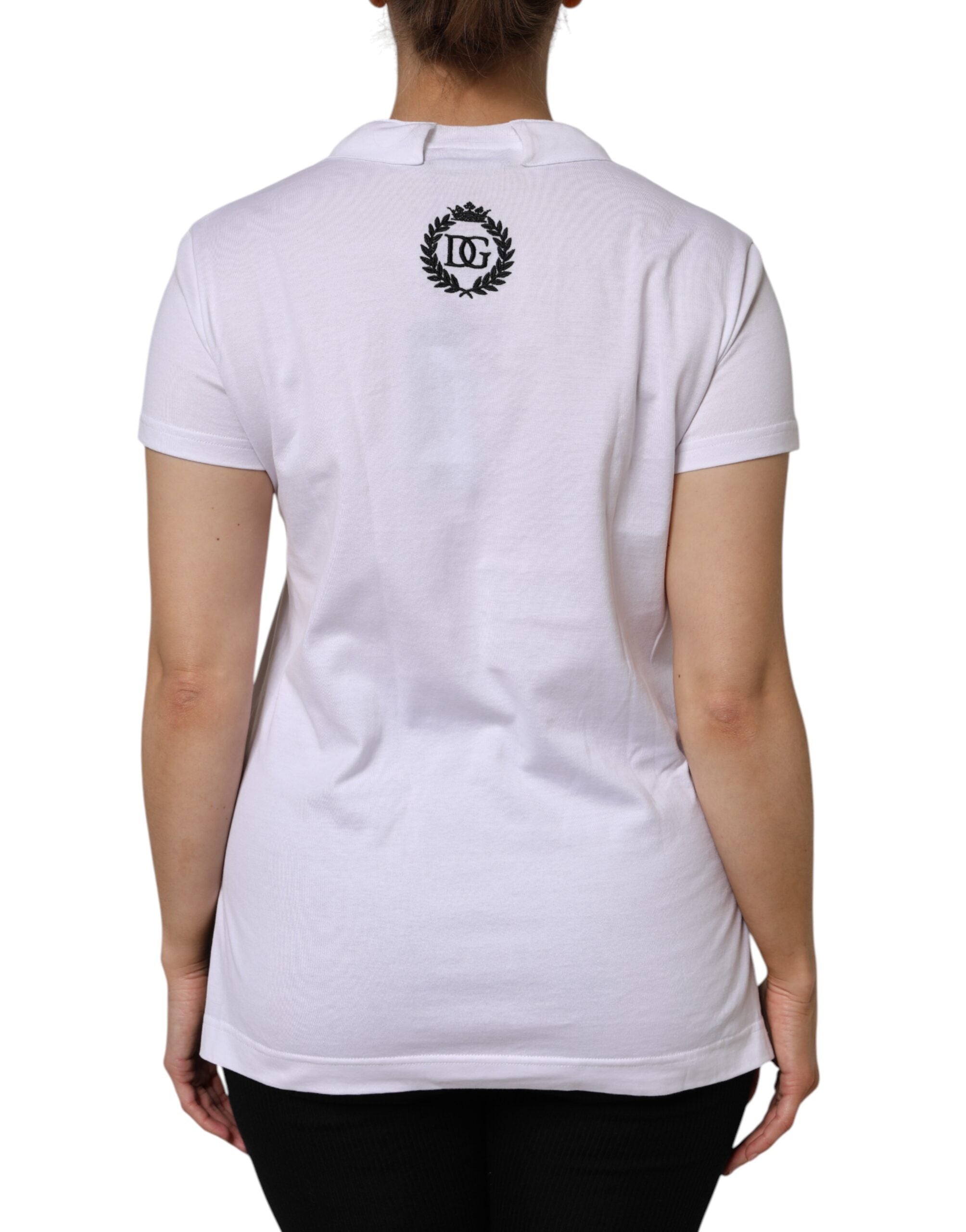 Weißes kurzärmliges V-Neck T-Shirt aus Baumwolle