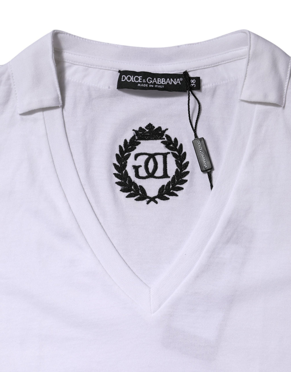 Weißes kurzärmliges V-Neck T-Shirt aus Baumwolle
