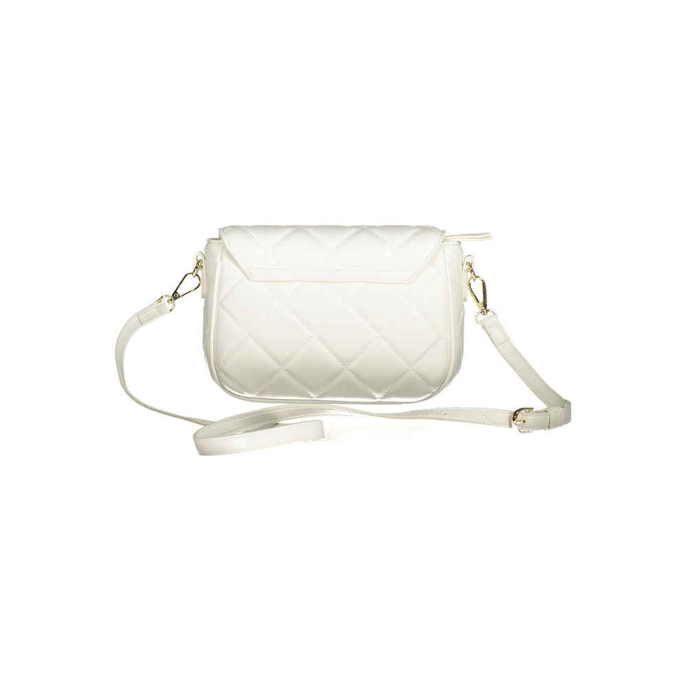 White Polyurethane Women's Bag with Adjustable Shoulder Strap