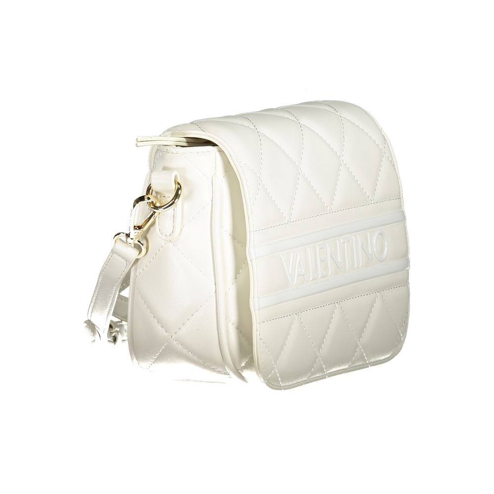White Polyurethane Women's Bag with Adjustable Shoulder Strap