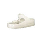 Bianco Poliuretano Womens Flip Flop with Ankle Buckle