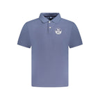 Blue Cotton Men Polo