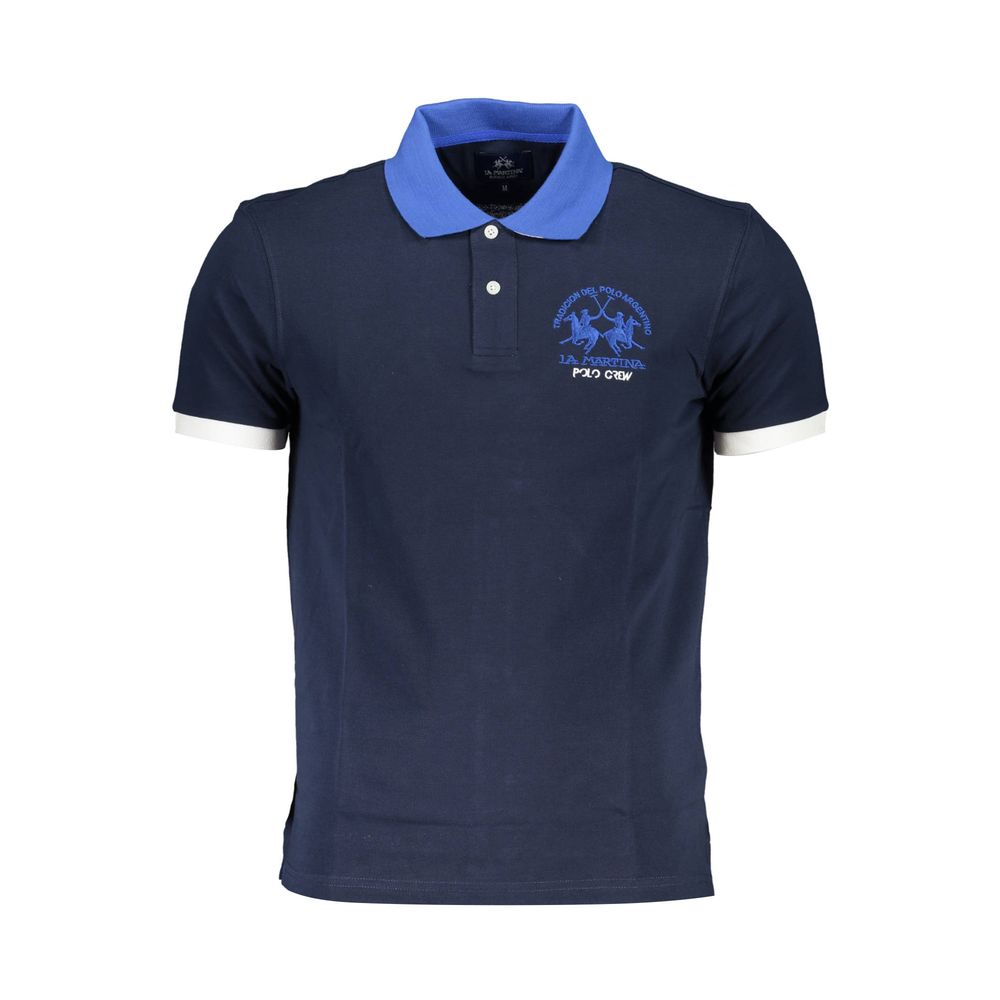 Blaues Herren-Poloshirt aus Baumwolle