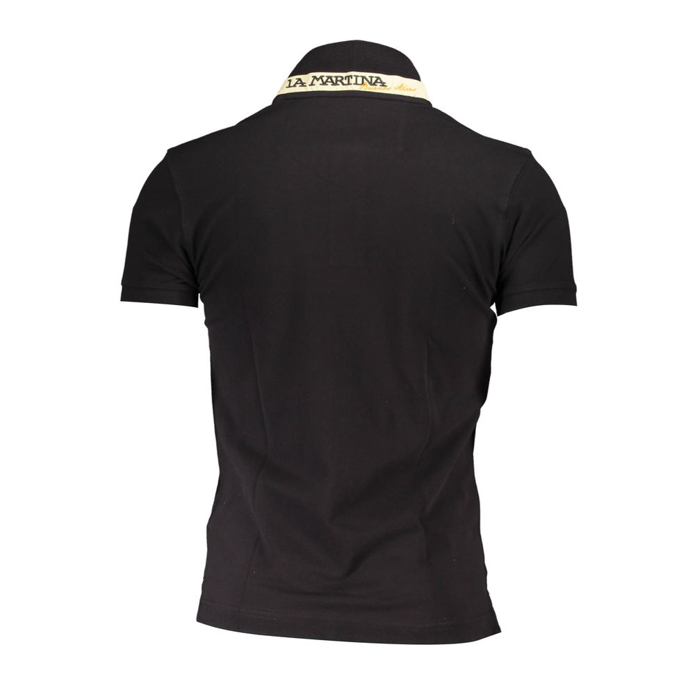 Schwarzes Poloshirt für Herren aus Baumwolle