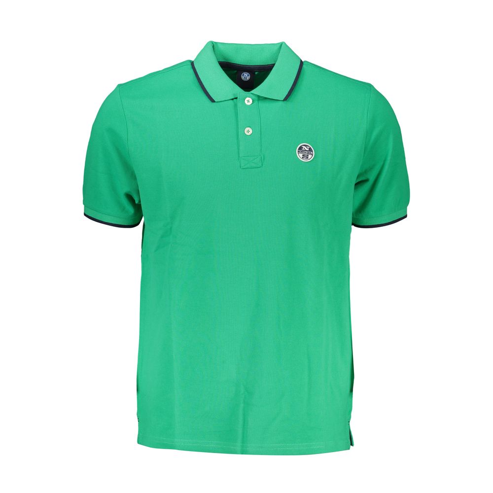 Green Cotton Men Polo Shirt