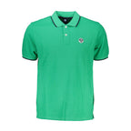 Green Cotton Men Polo Shirt