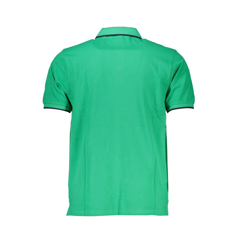 Green Cotton Men Polo Shirt