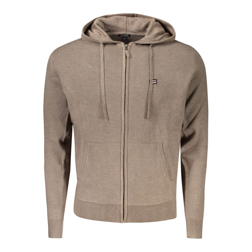 Braune Polyamid-Herrenstrickjacke
