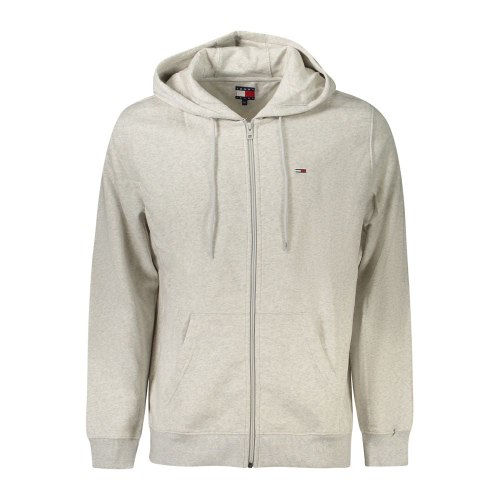 Grauer Baumwoll-Herren-Kapuzenpullover