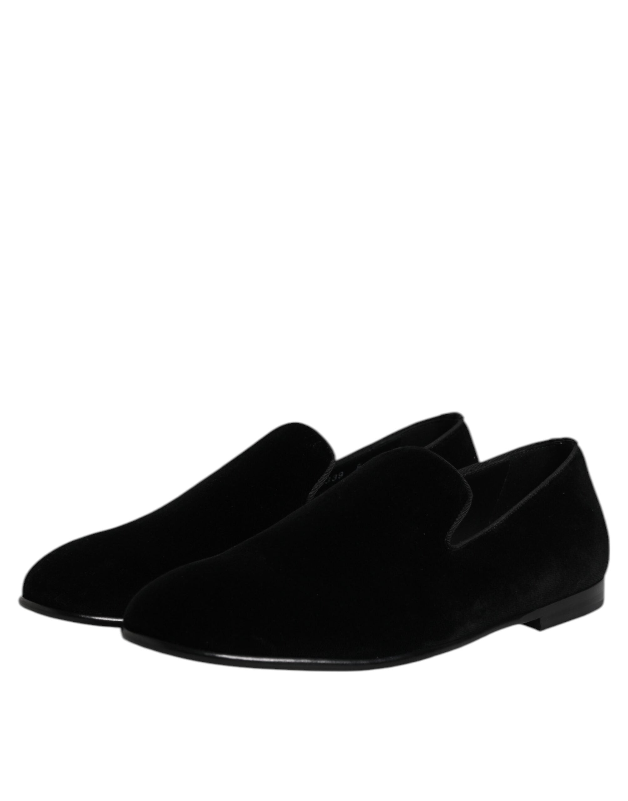 Black Velvet Slip-On Loafers Formal Shoes