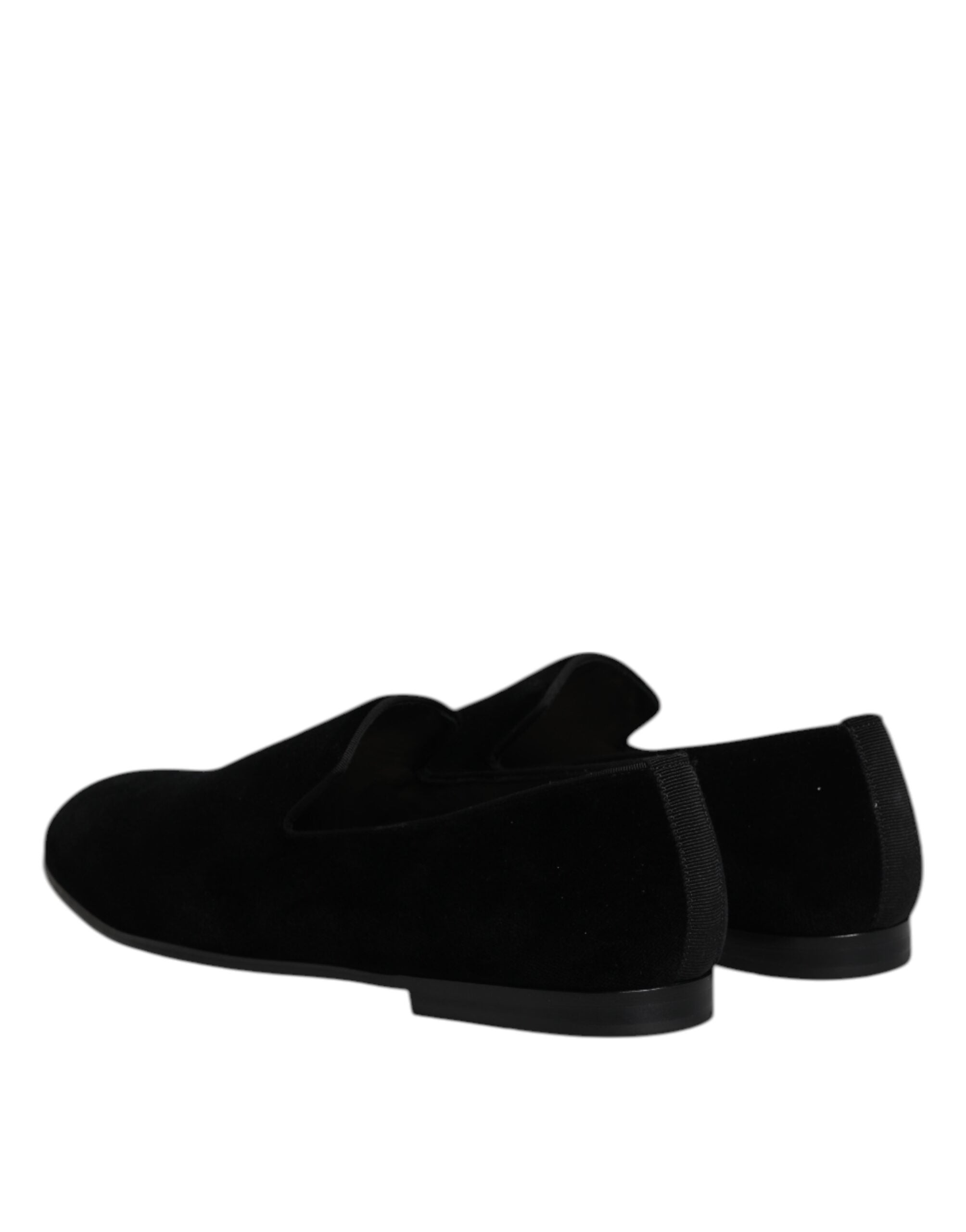 Black Velvet Slip-On Loafers Formal Shoes