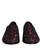 Scarpe Mocassini Slip On Jacquard Rosso Nero