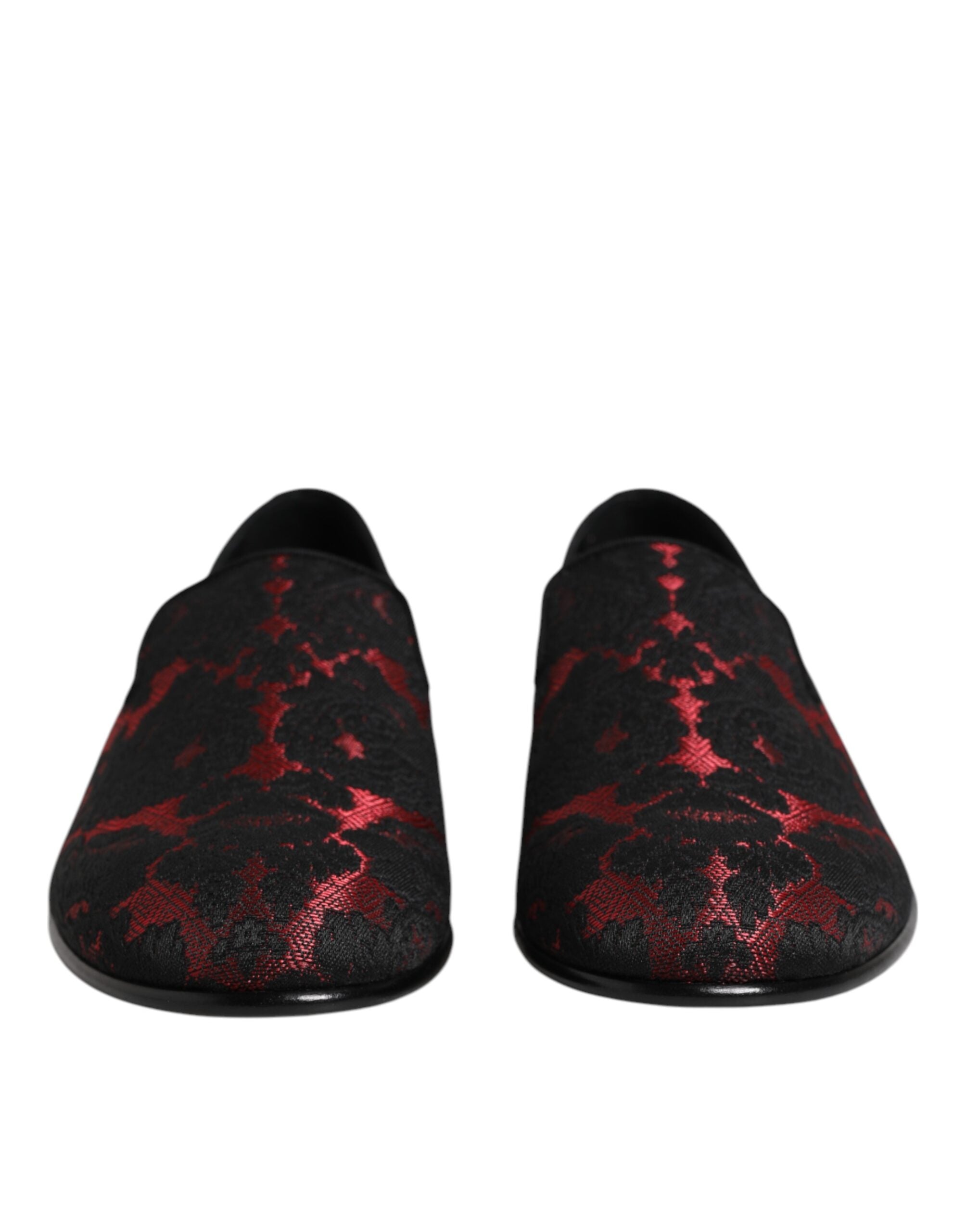 Scarpe Mocassini Slip On Jacquard Rosso Nero